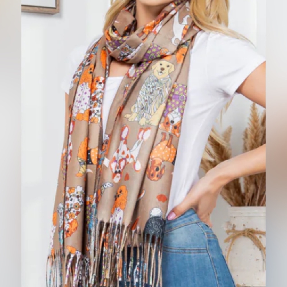 Dogs Wearing Clothes Print Scarf